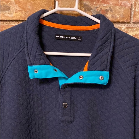 Navy Blue Polo Shirt with Quilted Fabric and Quarter-Zip Sweatshirt EUC - Picture 3 of 10